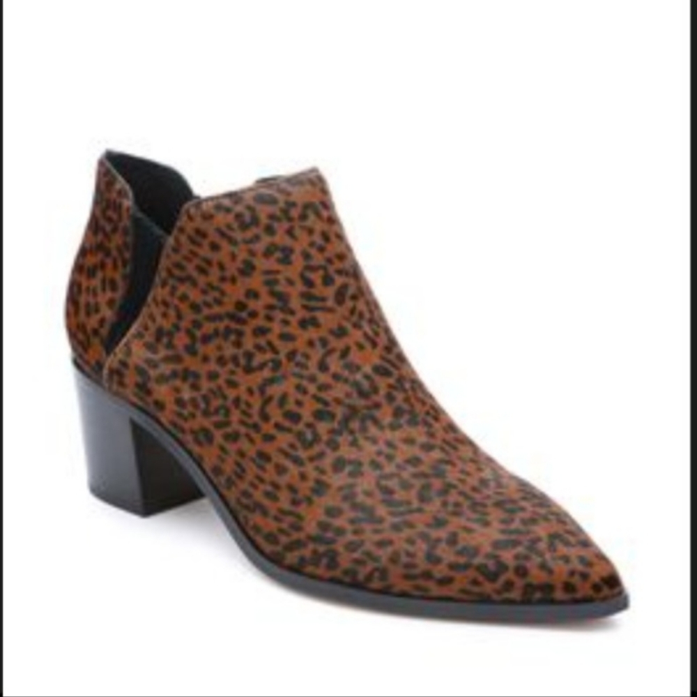 Sanctuary Revel  Bootie Calf Hair Leopard Print Western Block Heel Western Boots